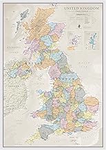UK Map - Classic Wall Map Of The United Kingdom Poster - Front Lamination - 33 x 23in