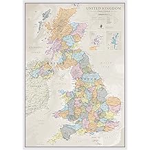 UK Map - Classic Wall Map Of The United Kingdom Poster - Front Lamination - 33 x 23in