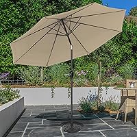 Vista 5 de Pure Garden Sombrilla de patio con inclinación automática, sombrilla de 10 pies con manivela fácil para exteriores con toldo ventilado para terraza