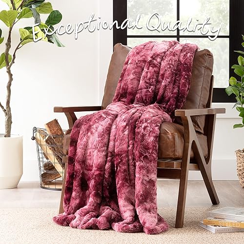 Miniatura 7 de Chanasya - Manta de piel sintética de piel sintética acogedora y mullida con estampado de variaciones de color Manta de tiro de microfibra de piel