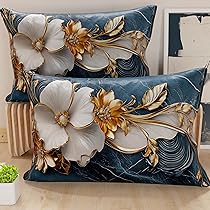 PETTI Artigiani Italiani – Coppia di Federe Cuscino 40×145 cm in Microfibra, Cuscini Arredo Camera da Letto, Divano, Salotto, Set 2 Fodere Copricuscino, Federa Floreale 06 5, 100% Made in Italy