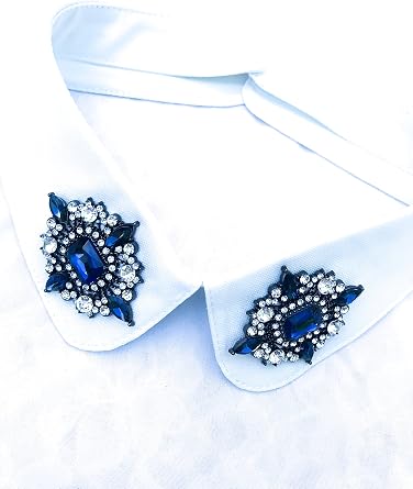 L1 Womens Girls False Collar Lapel, Fashion Beads Fake False Lace White