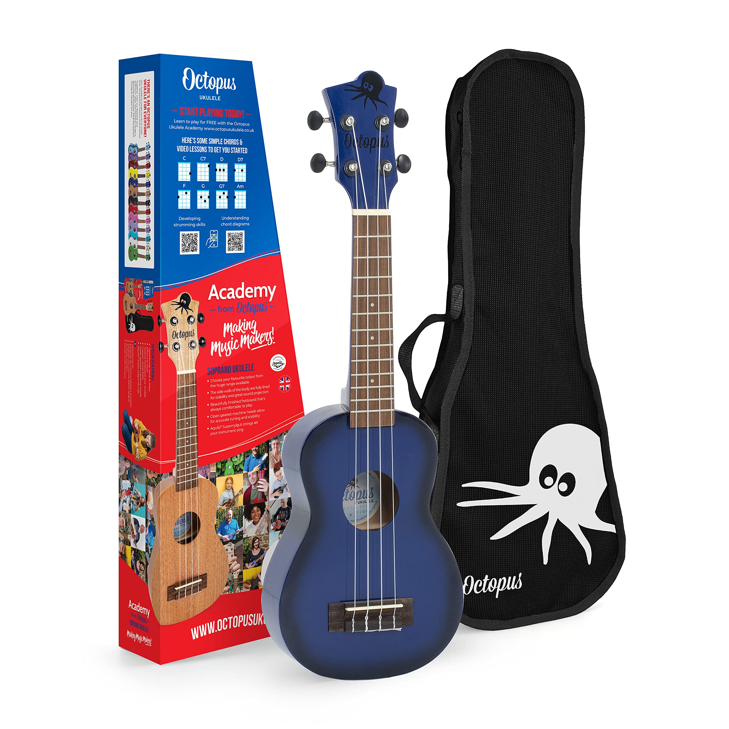 Academy soprano ukulele in dark blue burst