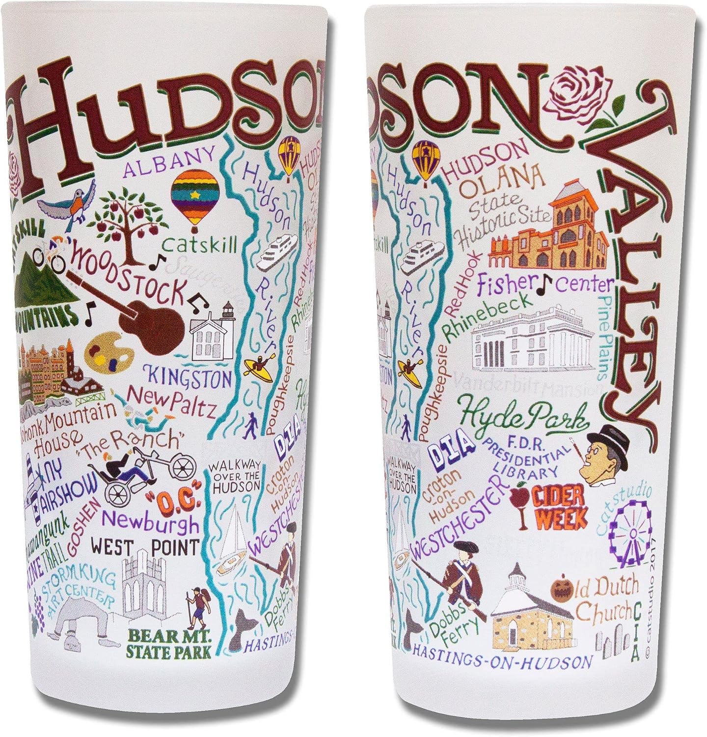 Catstudio Drinking Glass, Hudson Valley Frosted Glass Cup for Kitchen, Drinking Glasses, 15oz Dishwasher Safe Tumbler, Wedding Gifts