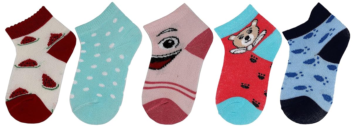 RC. ROYAL CLASS New Born Baby Cotton Ankle Length Multicolored Socks (pack of 5