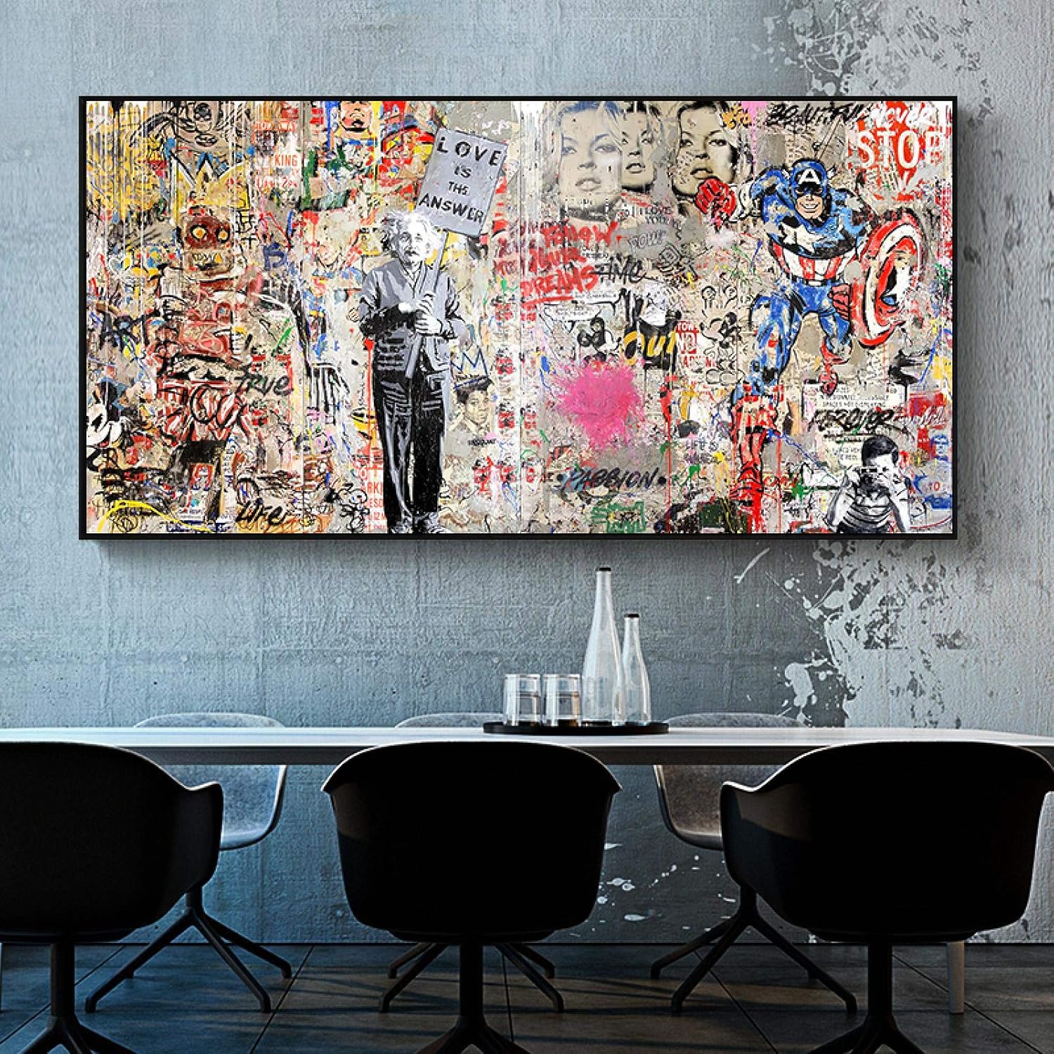 キャンバスプリント抽象ポップアートストリートウォールグラフィティアートキャンバス絵画ポスターとプリント写真リビングキッズルーム家の装