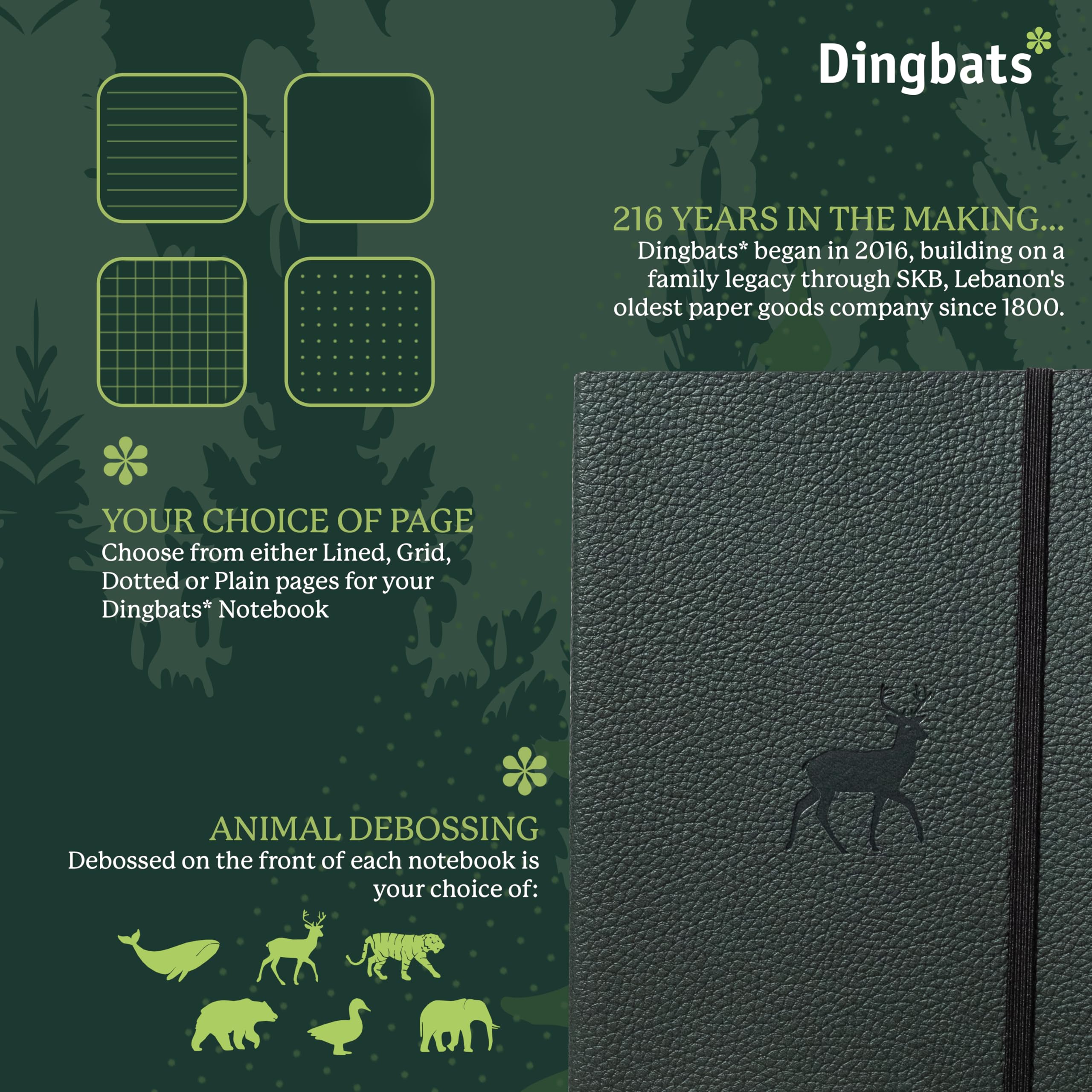 Dingbats* - Taccuino a Righe A5 - Copertina Morbida - Pagine Spesse Perforate - Esperienza Versatile, Pelle Vegana, Segnalibro, Portapenne