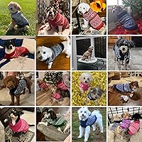 Vista 3 de HOMIMP Suéter de rombos para perros - Ropa cálida de invierno para cachorros, abrigo suave, suéter feo para perros pequeños, medianos y grandes, Azul