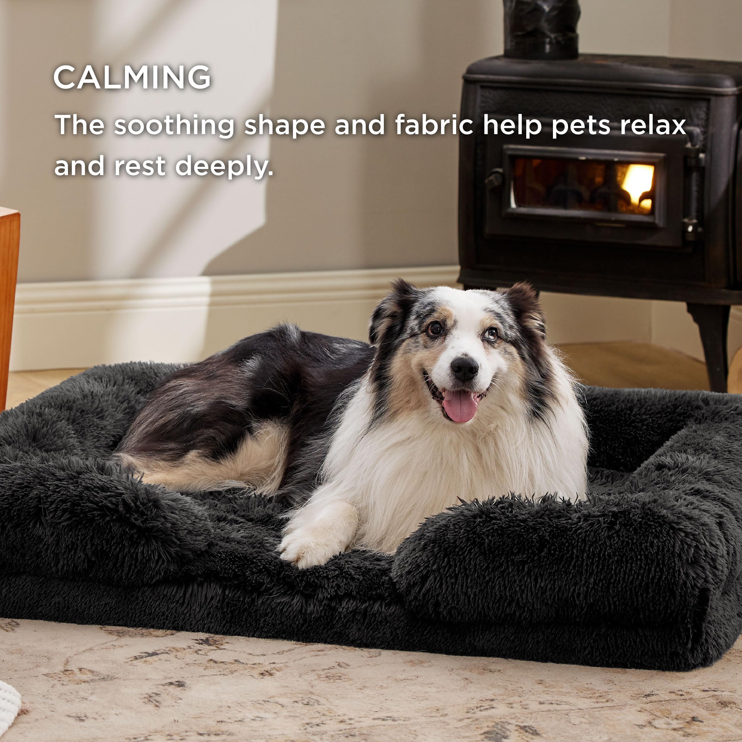 Bedsure Divano letto per cani extra large, lavabile, ortopedico, con fodera rimovibile in peluche con cerniera, XL impermeabile, soffice, letto per cani umani, per adulti, grigio scuro, 106 x 80 x 16