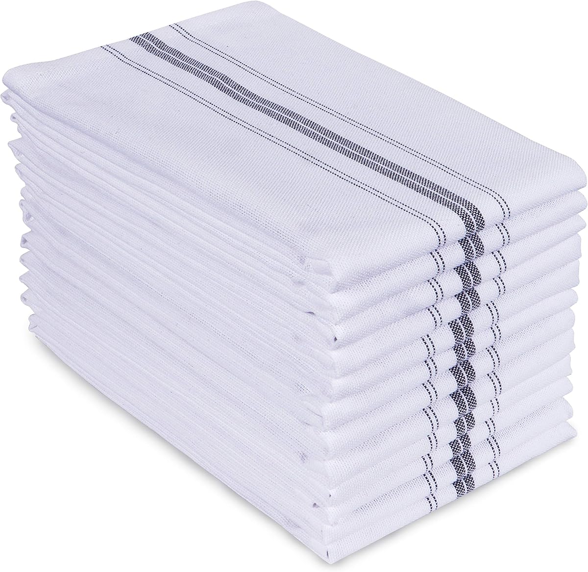 Cotton White Kitchen Towels Set of 12 - Highly Absorbent, Soft, Quick Dry Dish Towel - Commercial, Restaurant and Bar Towels with Hanging Loop (16x28 Inch - Charcoal)