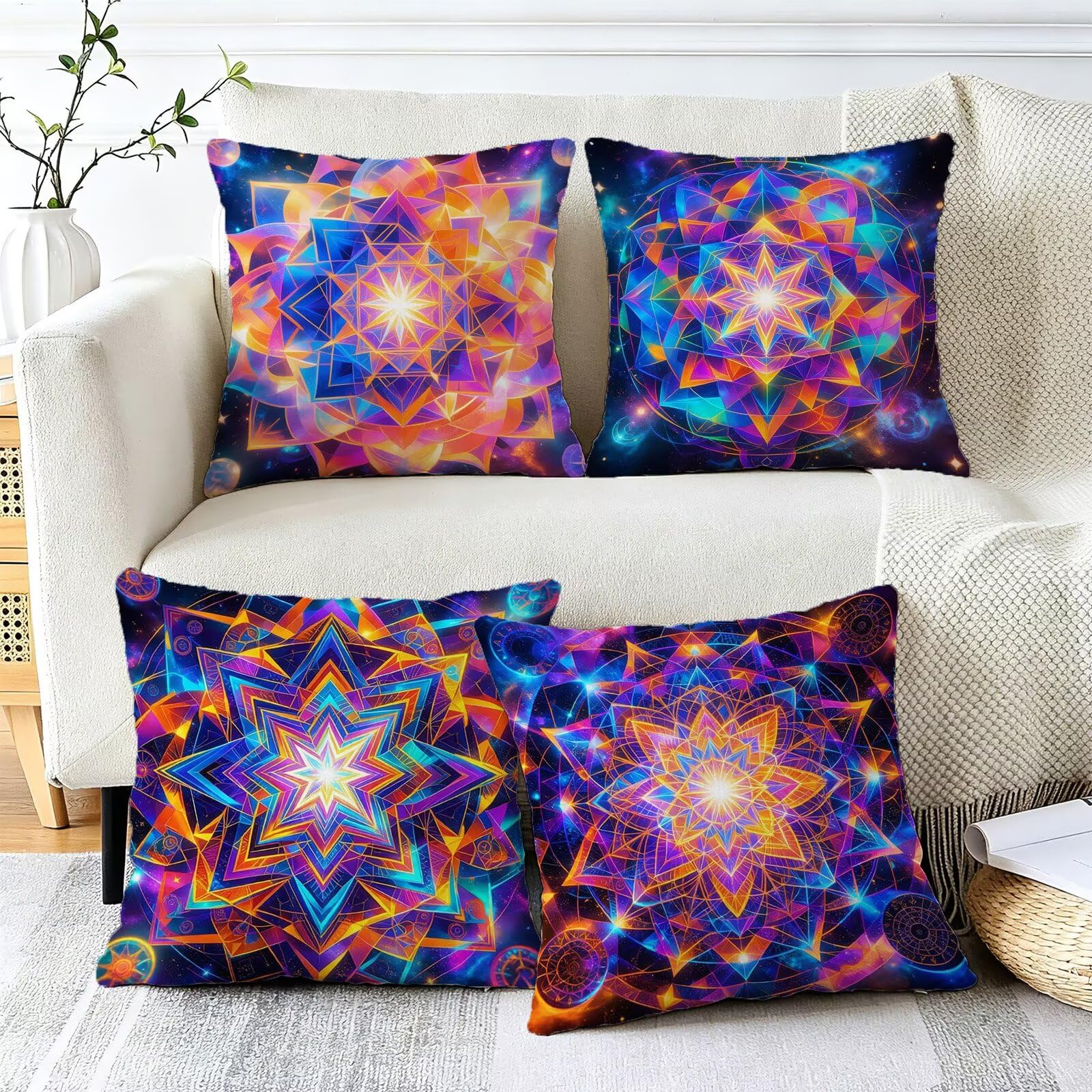 Cojines Exterior Vistoso Funda Almohada 45x45cm Juego de 4, Cod-437