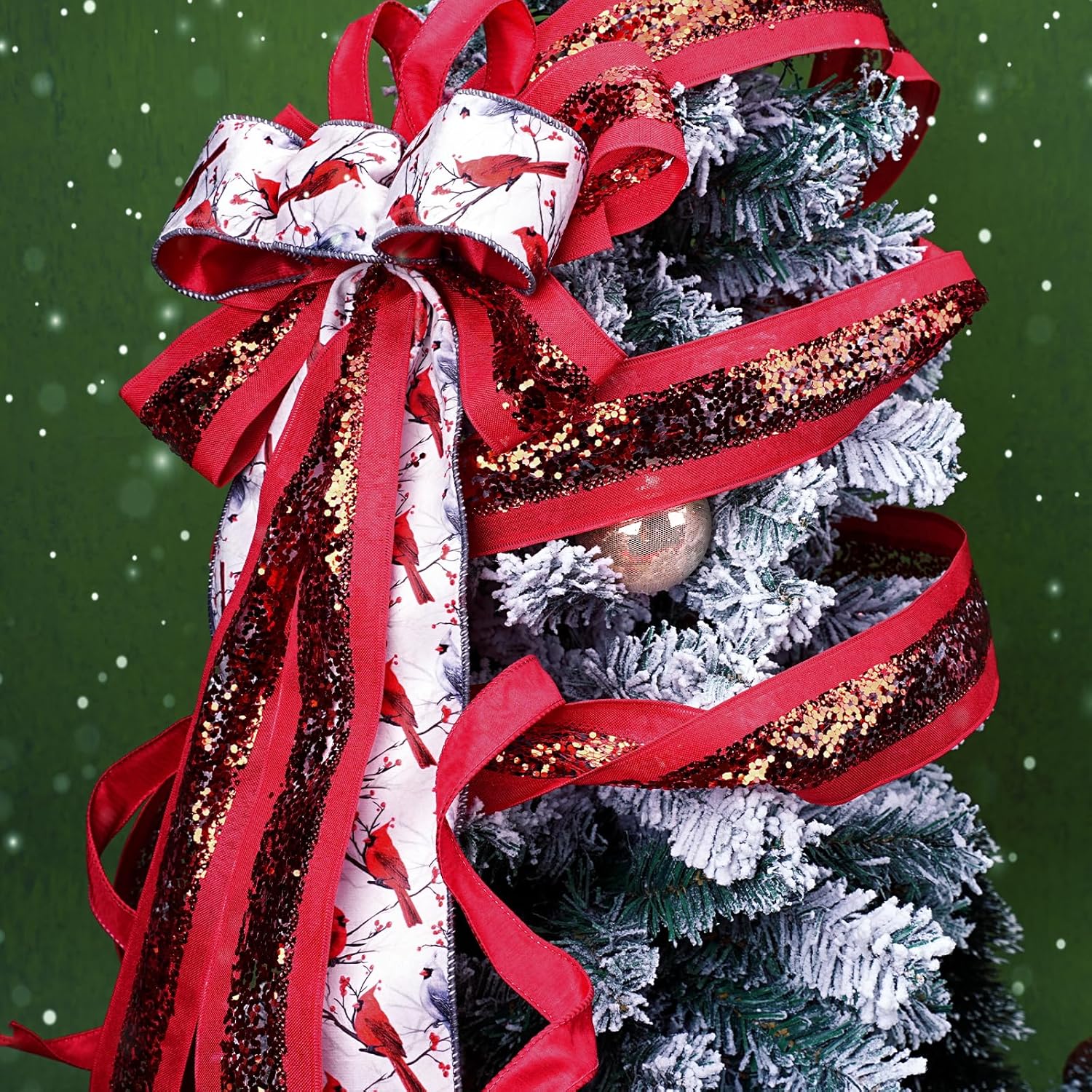 LaRibbons Cardinal Ribbon Wired 2.5 Inch x 10 Yards, Red Bird Velvet Ribbon with Satin Back for Christmas Tree, Wreath Bow, Gift Wrapping & Holiday Decor