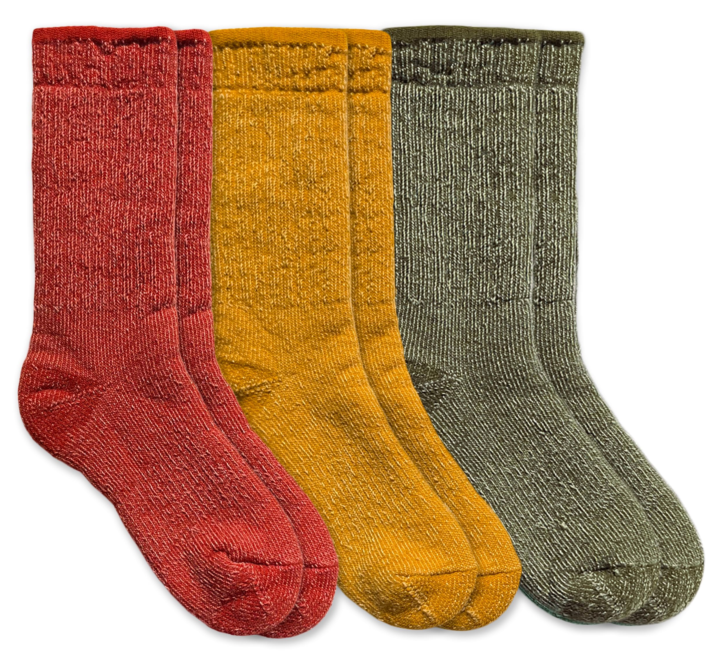 Jefferies Socks Mens Womens Merino Wool Cushion Mid Calf Boot Socks 3 Pair Pack (as1, alpha, l, regular, regular, Rust/Mustard/Olive)