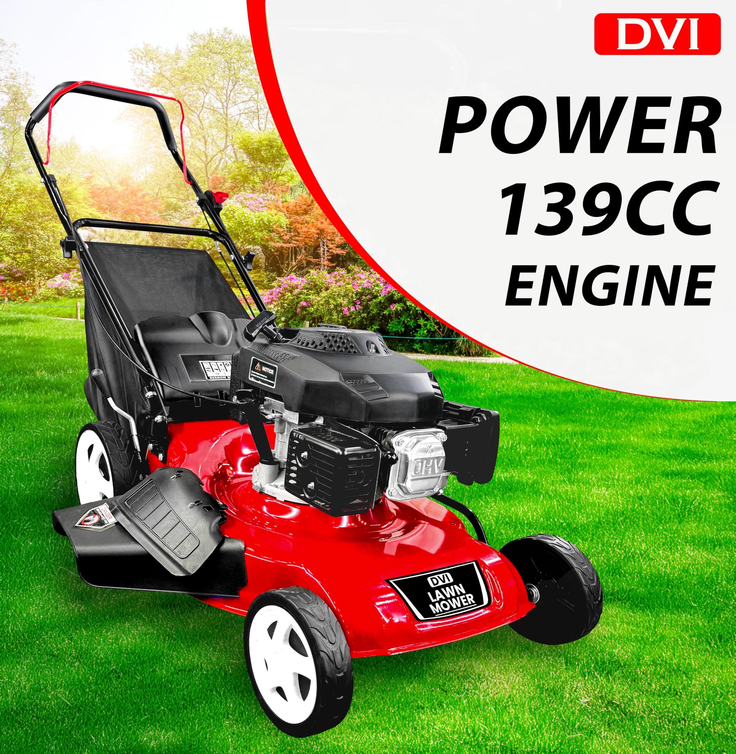 DVI 18 Inch Petrol Lawn Mower with 60L Grass Catcher Box for Lawn and Garden with 7-Height Cutting Position | High Power 4HP Engine with 3600 RPM | 1 Year Manufacturer Warranty. - Image 6 thumbnail