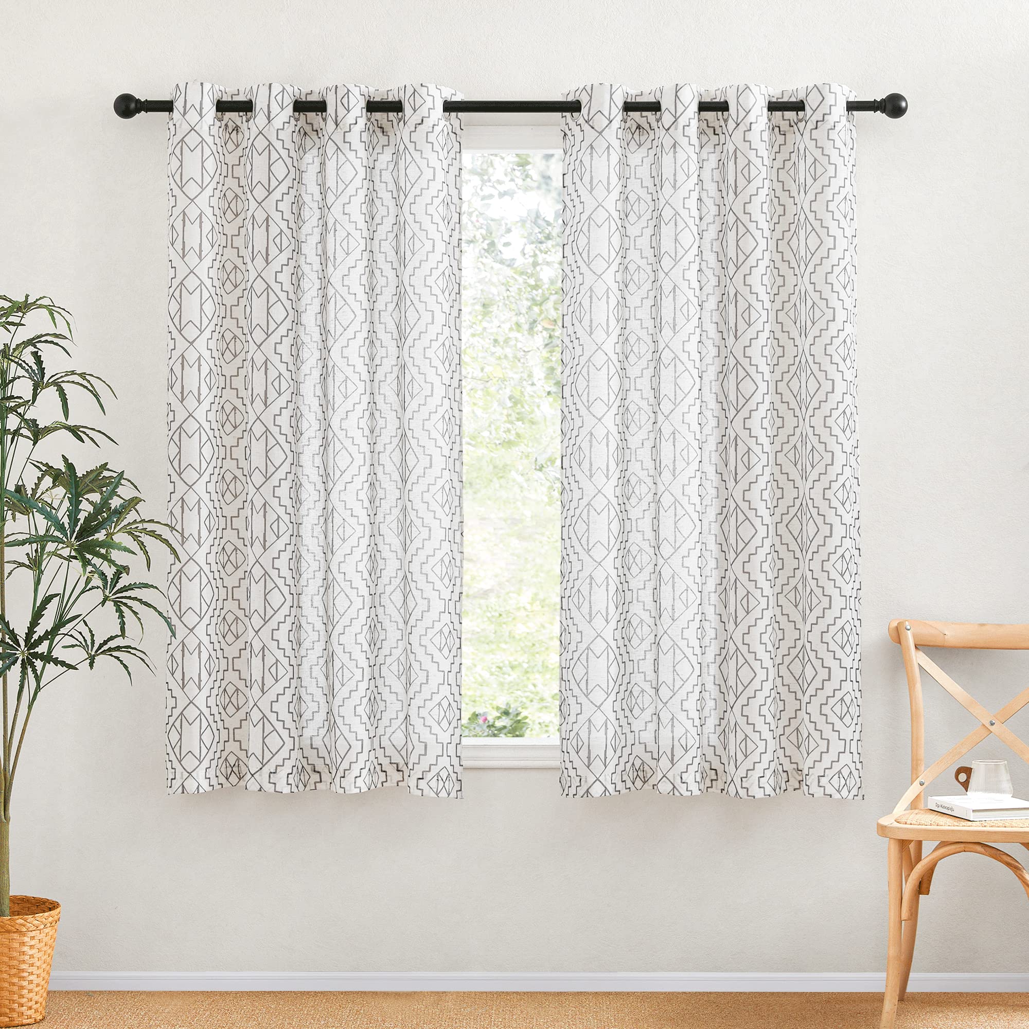 Cortinas de lino RYB HOME de alta calidad con textura suave y diseño bohemio chic