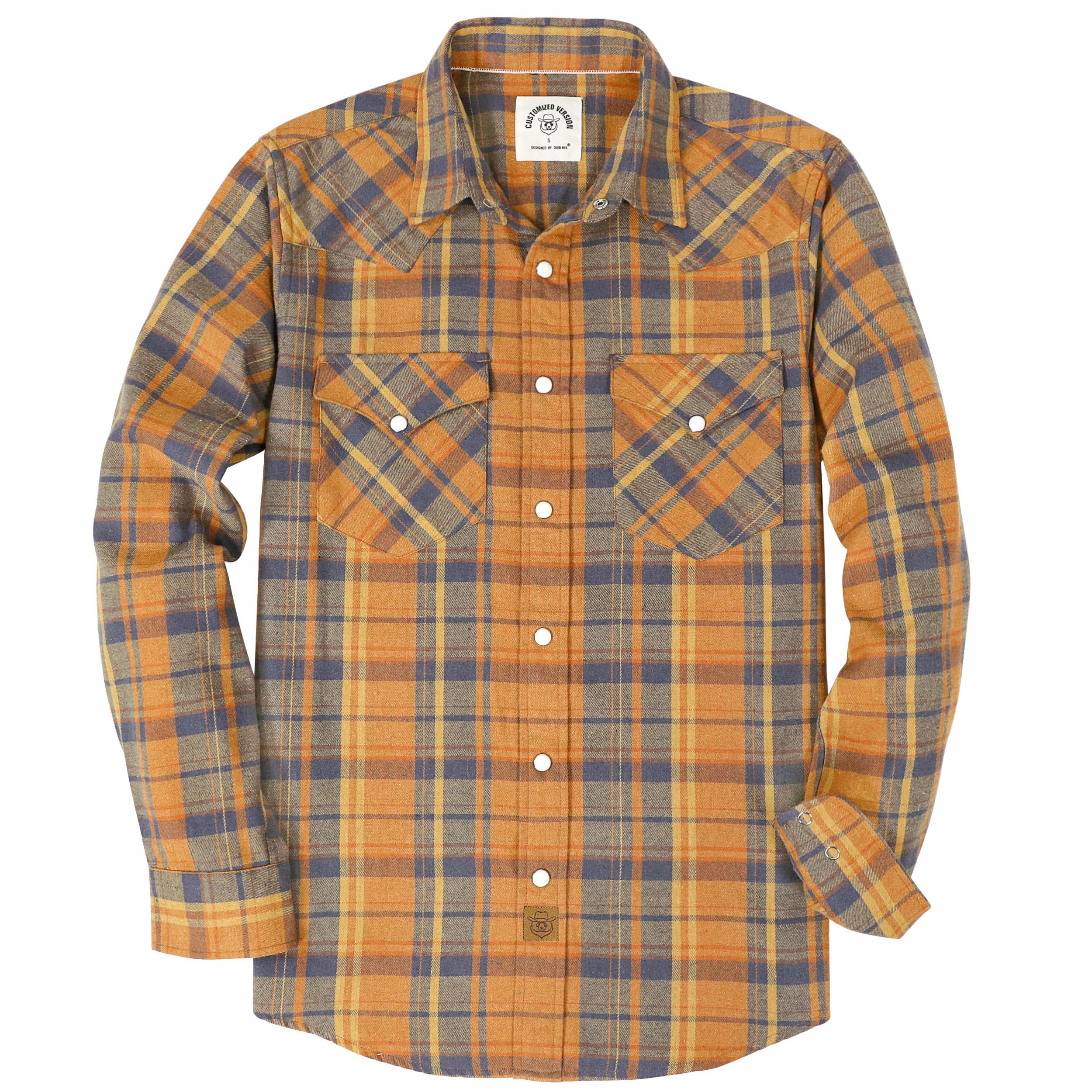 Dubinik® Camicia Flanella Uomo Invernale Camicia Uomo Flanella Cotone Western Cowboy con Bottone Automatico Vintage Quadri