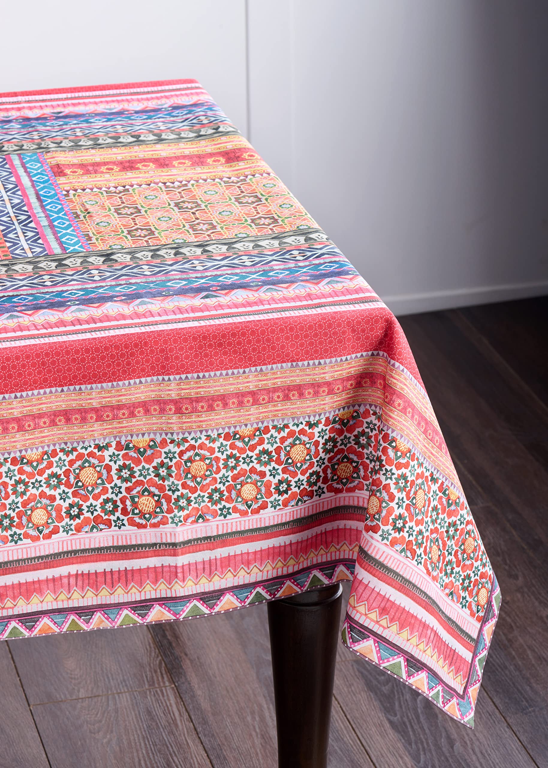Maison d'Hermine - Mantel rectangular 100% algodón, 180 cm x 140 cm, reutilizable, uso diario, para decoración navideña, comedor, casa de campo, hogar, fiesta, festivo (Ispahan)