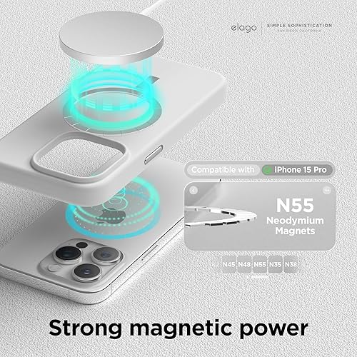 Miniatura 2 de elago Funda de silicona magnética compatible con iPhone 15 Pro de 6.1 pulgadas, compatible con todos los accesorios MagSafe, imanes integrados,