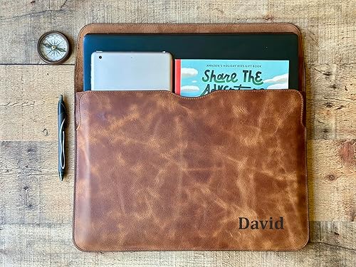 Miniatura 4 de Funda de cuero personalizada para laptop MacBook Air - Pro 13"/14"/15"/16" (M1 M2 M3 M4), iPad Pro-Air 11" 13", iPad A16 – Regalo personalizado para