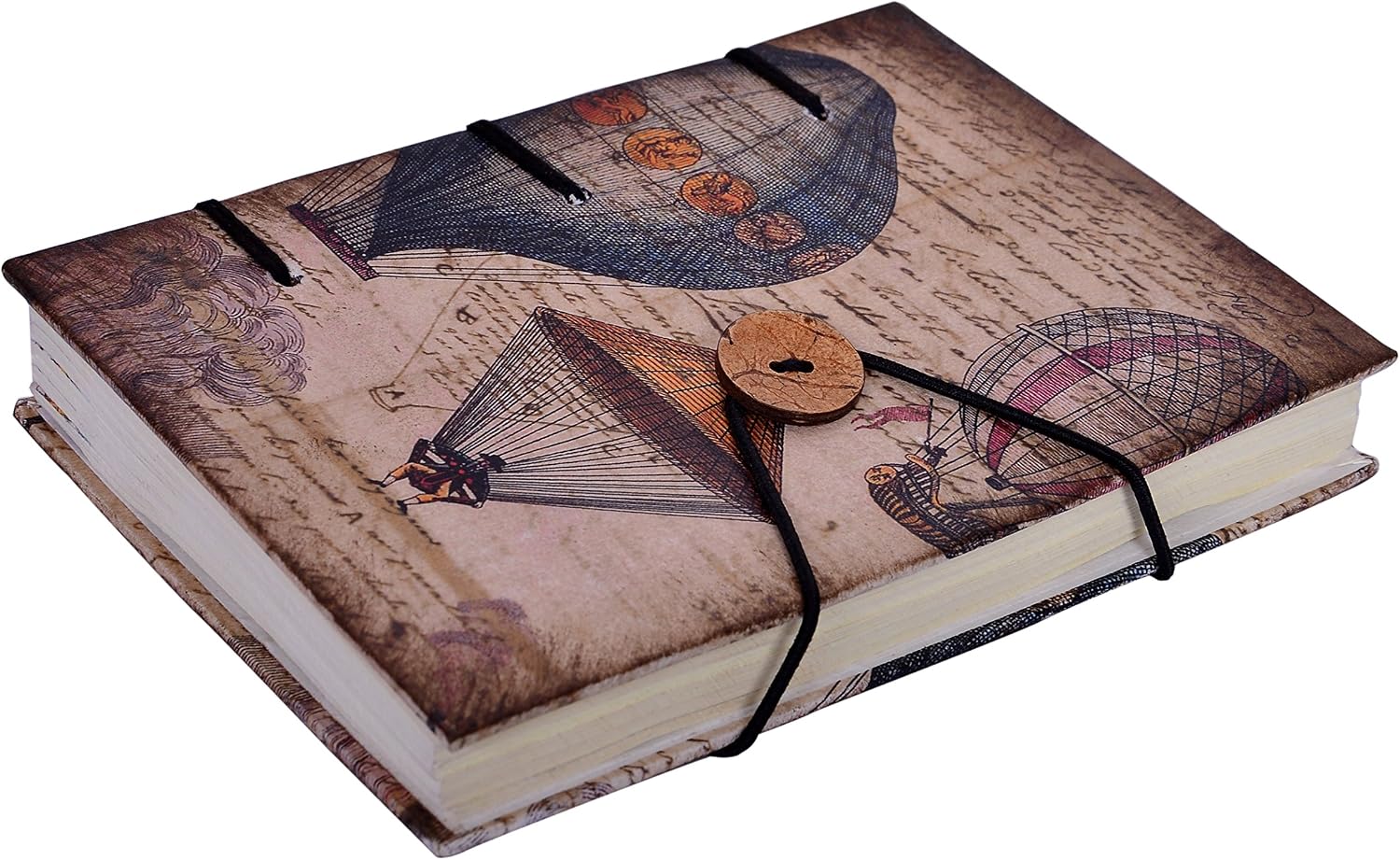 Purpledip Vintage Diary 'Exploring The World': Handmade Paper Journal with String & Button Closure (10617)