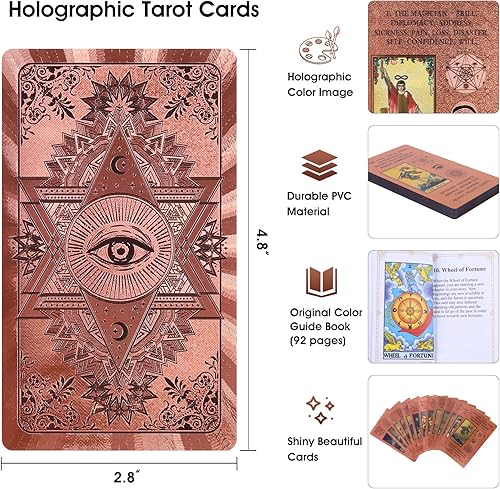 Miniatura 4 de Cartas de tarot con guía para principiantes, baraja de tarot impermeable con caja de almacenamiento, cartas de tarot con significado, herramientas