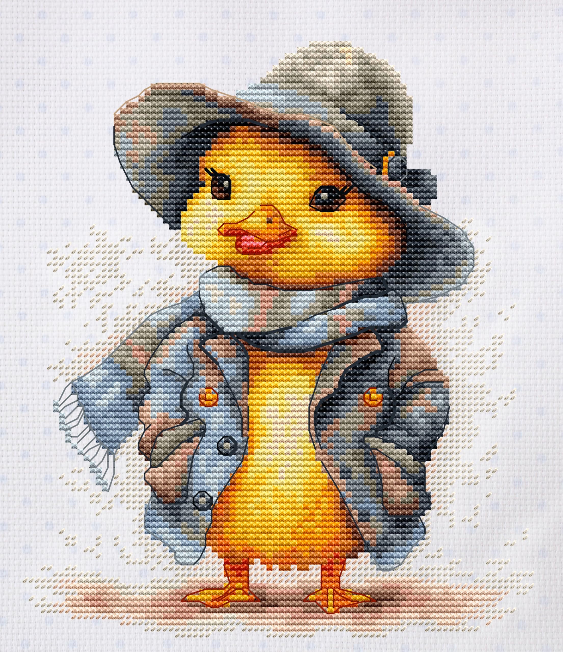 Luca-S The Detective Duck Cross Stitch Kit - Counted Embroidery For Adults With Premium Materials