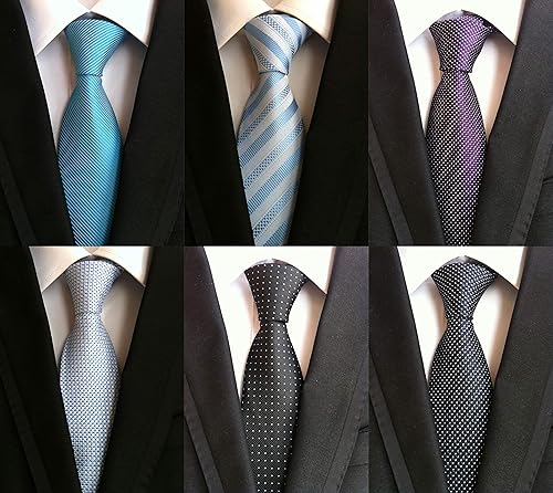 Vista 81 de WeiShang Lote de 6 corbatas clásicas de seda para hombre, corbatas tejidas jacquard