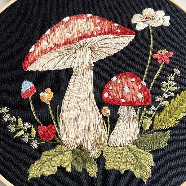 Myfelicity 3 Sets Mushroom Embroidery kit, Adult Beginner DIY Needle kit,Art Craft Handy Sewing Set - 5