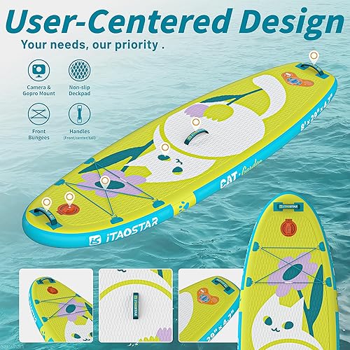 Miniatura 4 de 11'10'6" Inflatable Stand Up Paddle Board with Premium SUP Board Accessories, Adj Paddle, Anti-slip EVA Deck, 120L Travel Backpack wFront Pocket