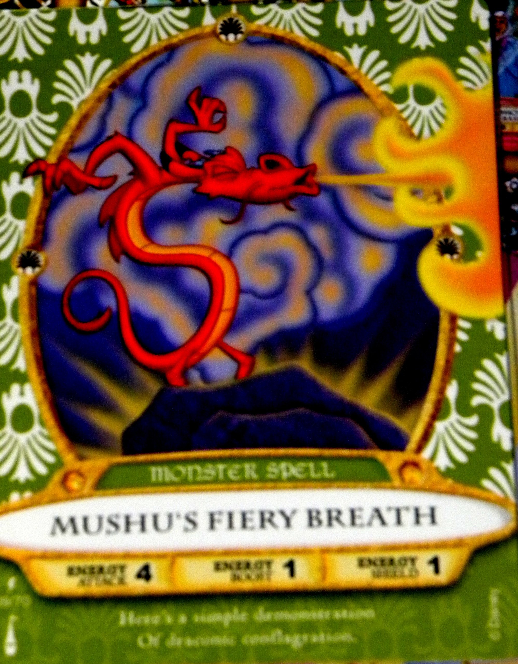 Amazon.com: Disney Sorcerers Mask of the Magic Kingdom Sotmk Game Wdw Walt  Disney World Exclusive Game Lightening Card # 69 Mushu's Fiery Breath Rare  Monster Spell Map & Mickey Stickers : Toys