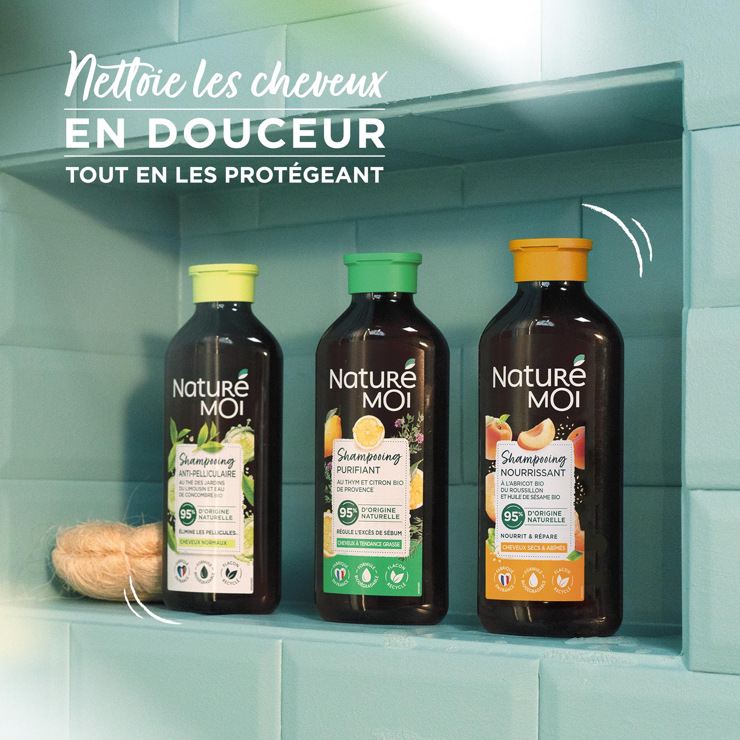 Naturé Moi - Shampoo Antiforfora - Capelli Normali - Shampoo Senza Solfati - Cura Capelli Forfora - Tè, Acqua Di Cetriolo Bio - 95% Di Origine Naturale - 250ml