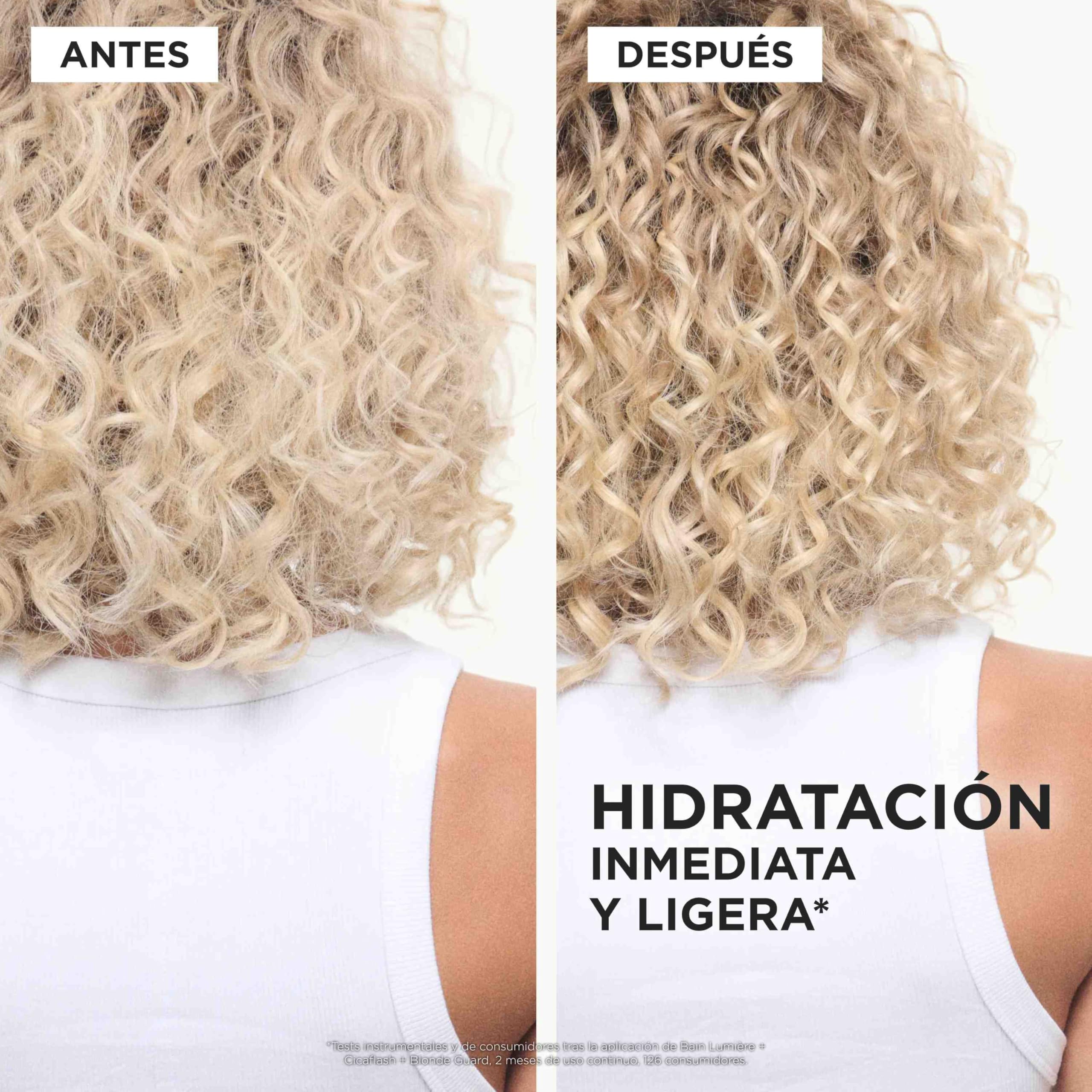 Kérastase Blond Absolu, Champú Hidratante Iluminador, Para Pelo Sensibilizado, Decolorado, Con Mechas y Grises, Enriquecido Con Ácido Hialurónico, Bain Lumière, 250 ml