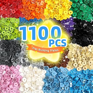 1100PCS Building Tile,Round Bulk Piece Compatible with Major Brand,16 Color | Basic Tiles&Flats Refill Pack|Bricks Bulks|Moc Parts|Building Accessory|DIY Play Project for Kid|School Educational|Great Fit