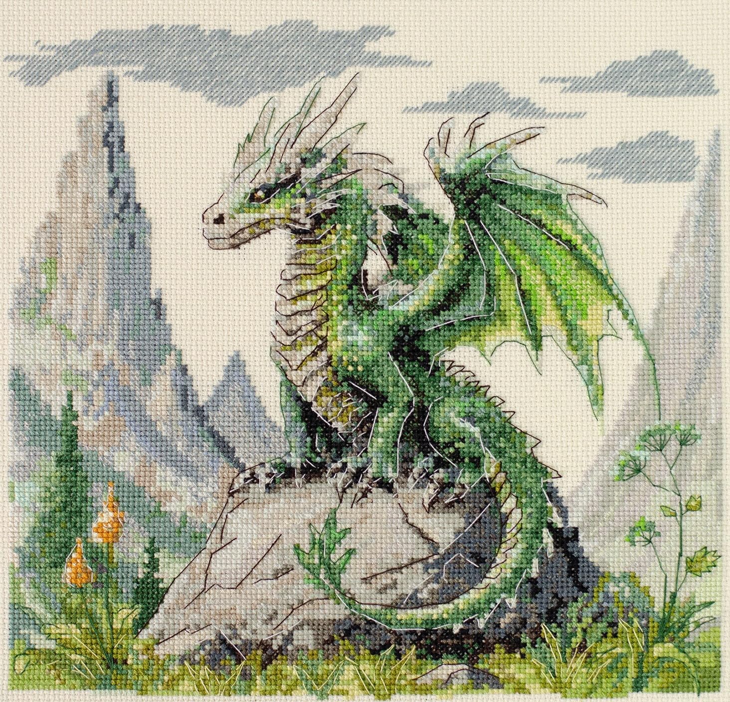 Wizardi Cross-Stitch kit - Lord of the Mountain. Beginner Embroidery Kit for Adults. Cross-Stitch Supplies. Needle, Canvas, Scheme, Floss and Floss Organizer Kit. AH-279 Abris Art