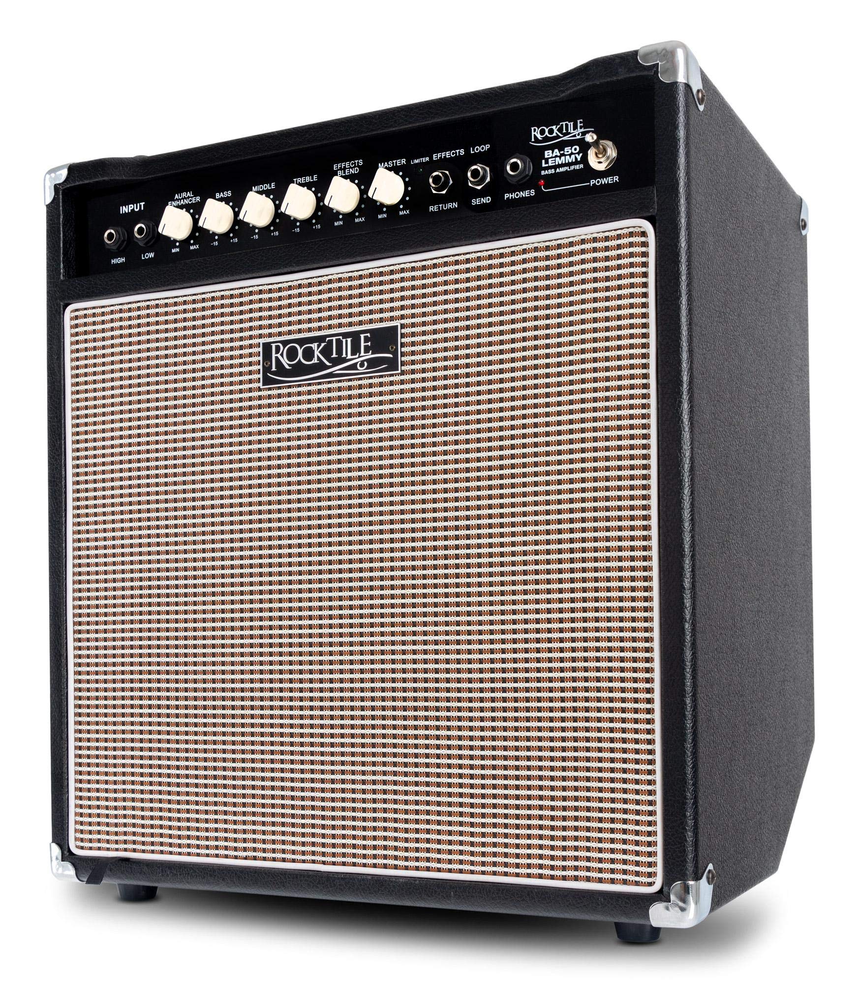 Rocktile BA-50 Lemmy Basscombo 50 Watt, Potenza in uscita: 50 Watt RMS | Speaker: 12" (30, 5 cm), Equalizzatore a 3 bande, Aural Enhancer, Cabinet inclinato, 2 ingressi jack da 6, 35 mm), Maniglia