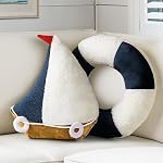 AELS 3D Anchor & Lifebuoy Nautical Throw Pillows, 19.6"& 15.7" Set of 2, Coastal Decor for Beach Enthusiasts Beach House, Ideal for Sofa Couch Living Room Bedroom and Nursery, Navy Blue and White