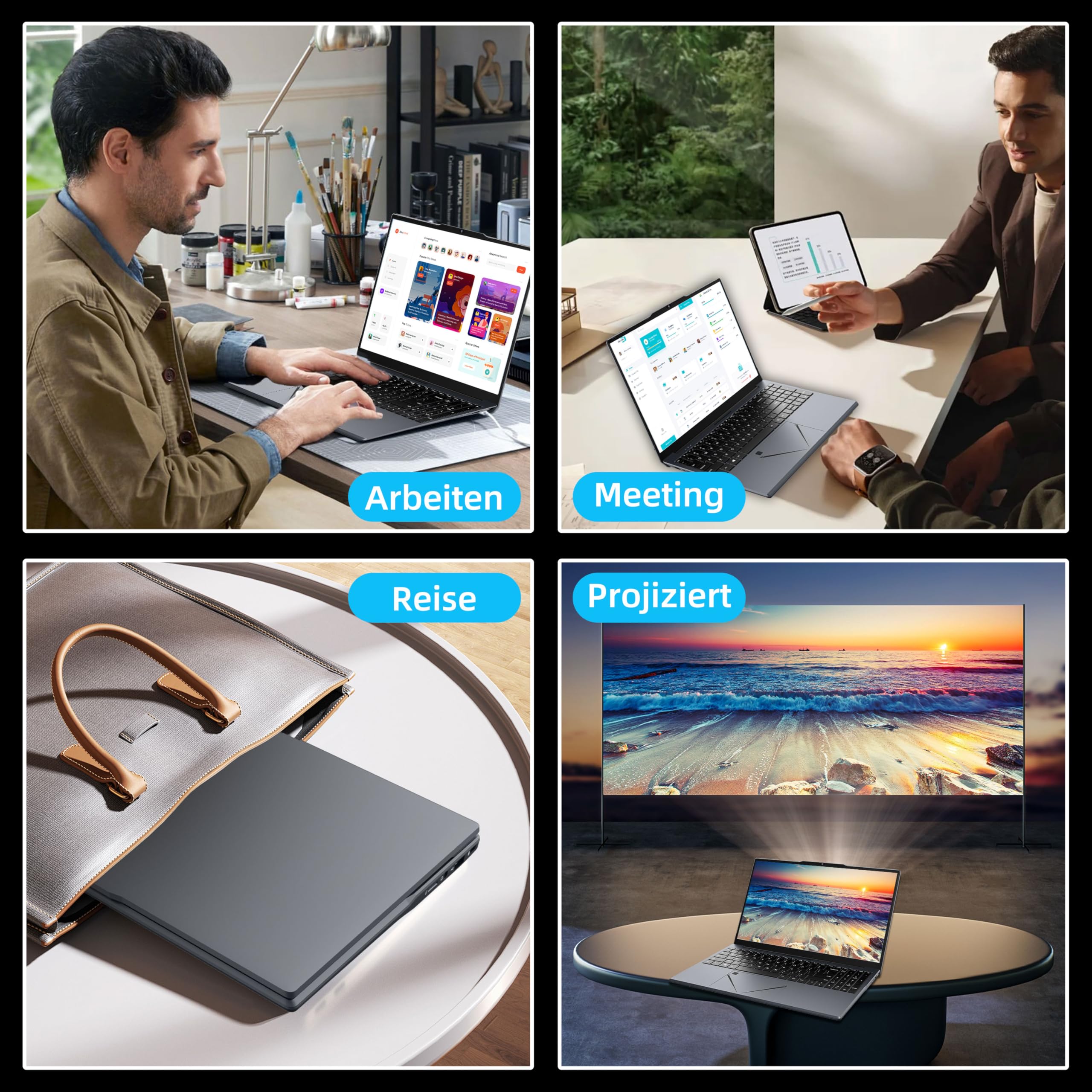 Amita Laptop 15,6 Zoll Full HD, Ryzen 5 3500U, 16 GB RAM, M.2 SSD, Notebook mit Nummernblock, Kameraabdeckung, Touchpad mit Schnellsteuerung für Lautstärke&Helligkeit (16GB+450GB)