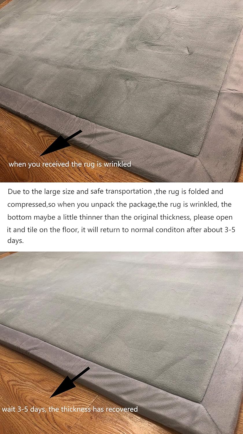 Coral Velvet Area Rugs Play Mat Carpet Crawling Mat for Nursery Baby Toddler Children Kids Room, Yoga Mat Exercise Pads (Brown, 6.6 ft x 6.6 ft)