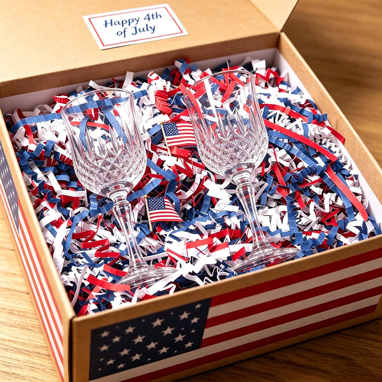 Uptotop 5oz Red White Blue Crinkle Cut Paper Shred Filler - Patriotic Crinkle Cut Paper for 4th of July, Independence Day Gift Basket Filler, Party Decor, Treat Box Lining, American Flag Color image 2