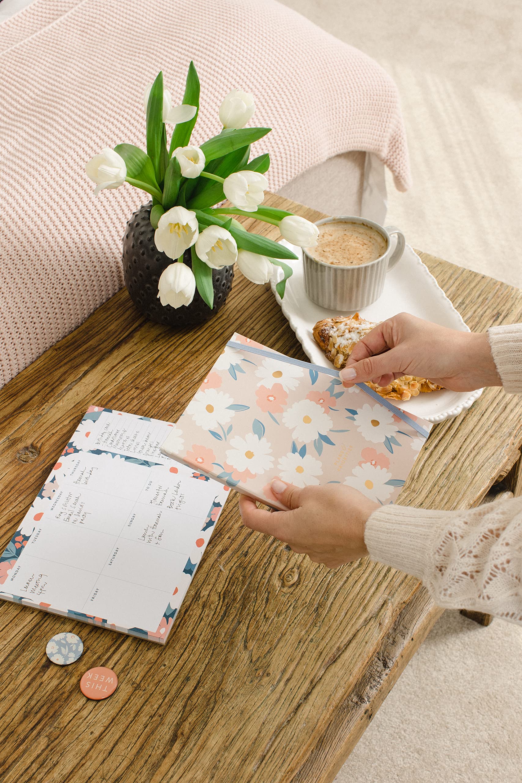 Busy B - Planificador Semanal Y Listas - Rosa Floral - Planificador