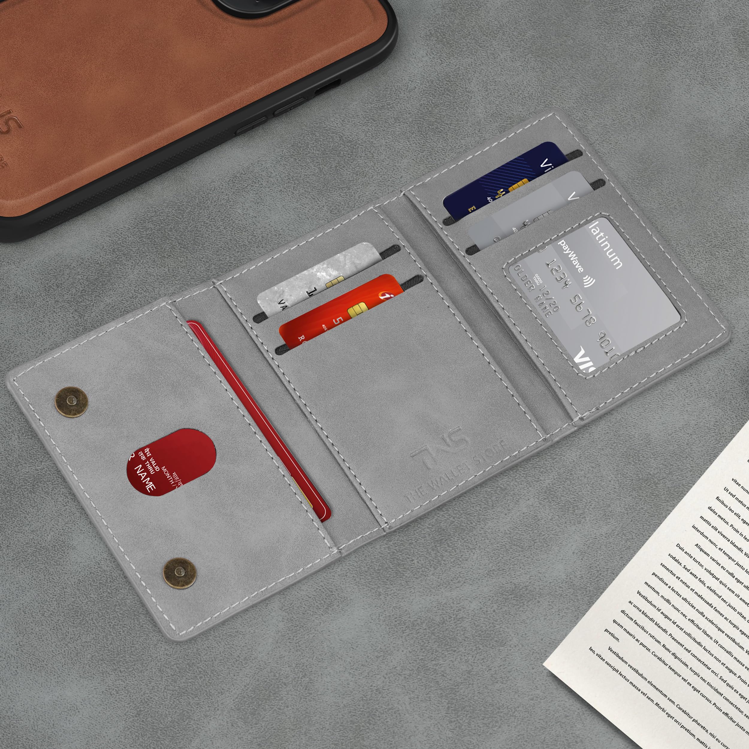 The Wallet Store Magna Suede Vegan Leather Cardholder (Grey)