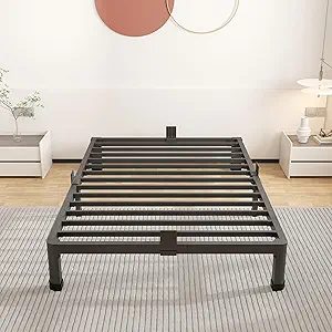 ROIL 7 inch Twin Bed Frames with Round Corner Legs Mattress Retainers 3500LBS Heavy Duty Steel Slats No Box Spring Needed Platform Noise-Free Easy Assembly