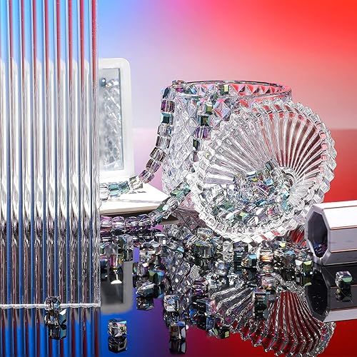 Miniatura 5 de Hicarer 200 cuentas de cubo de cristal austriaco, cuentas de cristal cuadradas verdes y rosas, cuentas de cuarzo sueltas de semillas sueltas,