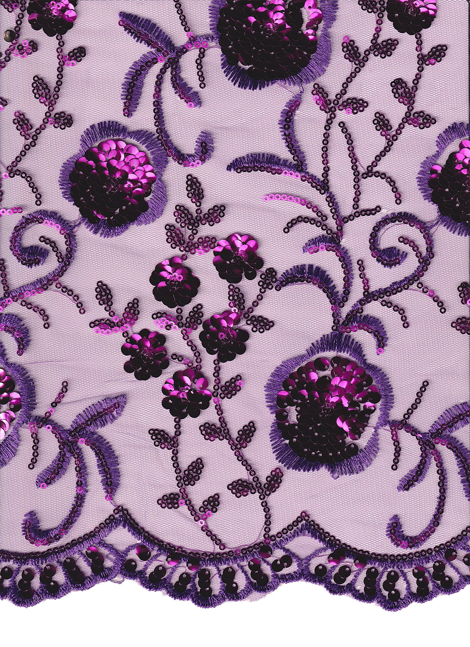 Japanese-Inspired Sequined Lace Fabric 130cm Wide in 10 Beautiful Colours - Purple Silk - Half METRE