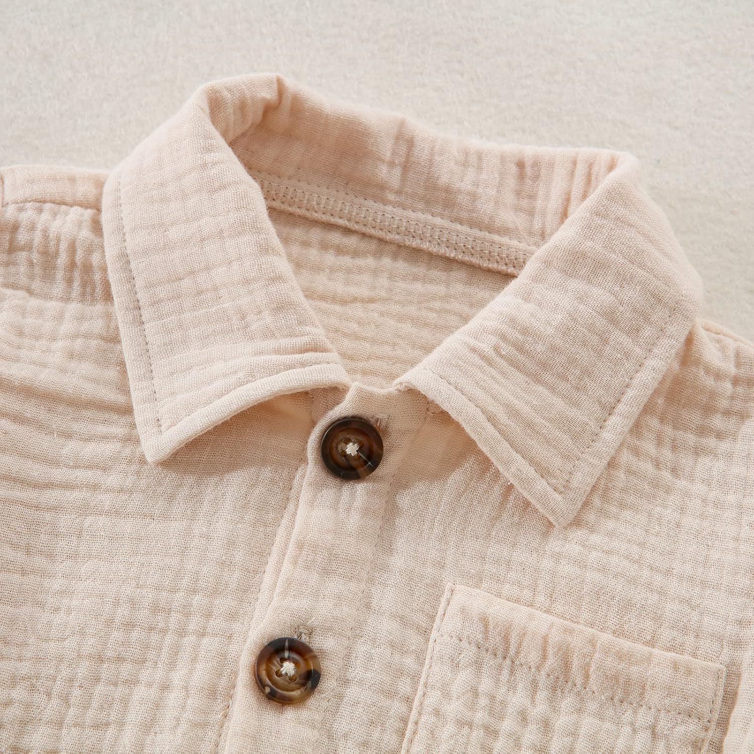 Baby Boys Clothes Set Toddler Infant Boys Button-down Shirt Tops + Cotton Gauze Shorts Summer Outfit 2PCS with Pockets - Image 2