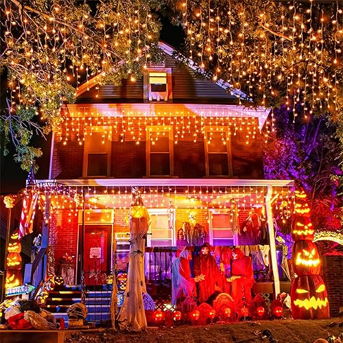 Miniatura 26 de Luces de Navidad de carámbano para exteriores, 33 pies, 400 luces LED de carámbanos para exteriores, luces parpadeantes para interiores con 8 modos