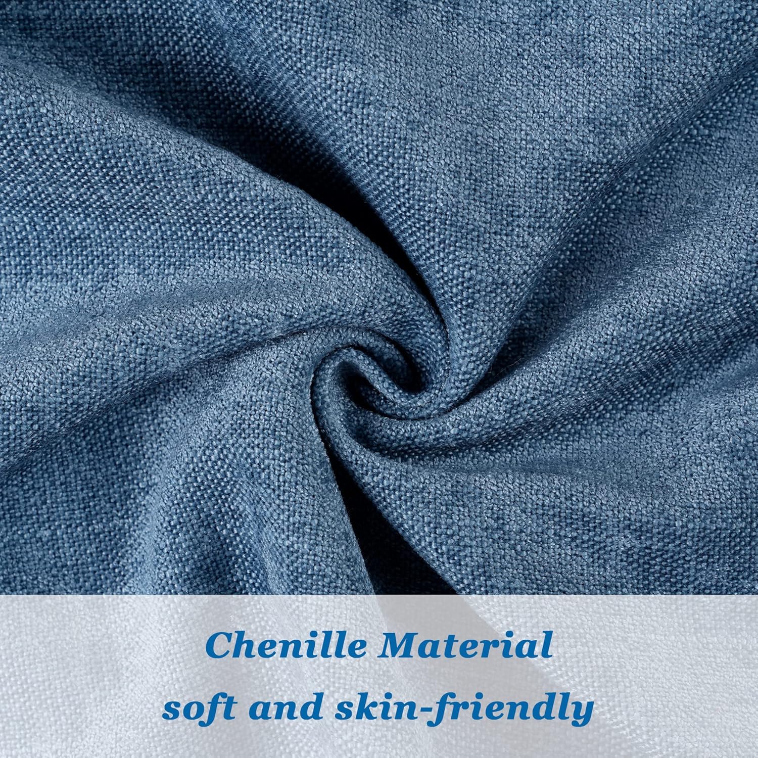 OSVINO 2 Pack European Style Solid Color Square 20"x20" Chenille Throw Pillowcase Home Hotel Bed Sofa Pillow Sham Cushion Cover Décor Luxury Elegant, Blue 20"x20"