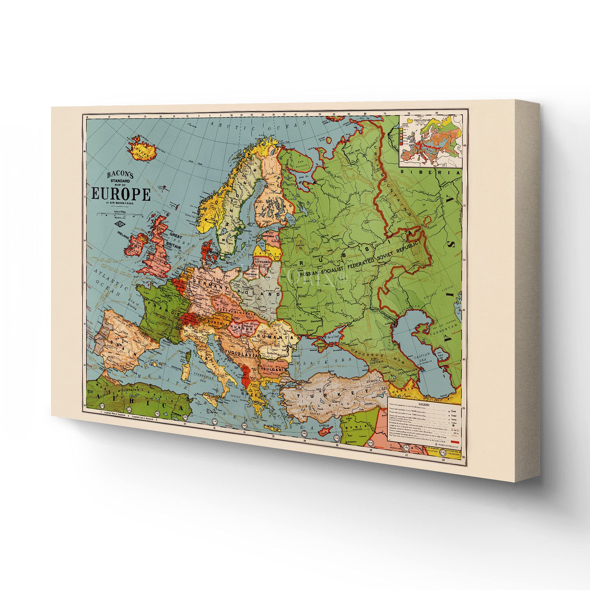 Buy HISTORIX Vintage 1925 Europe Canvas Art 24x36x1.5 Inch Canvas