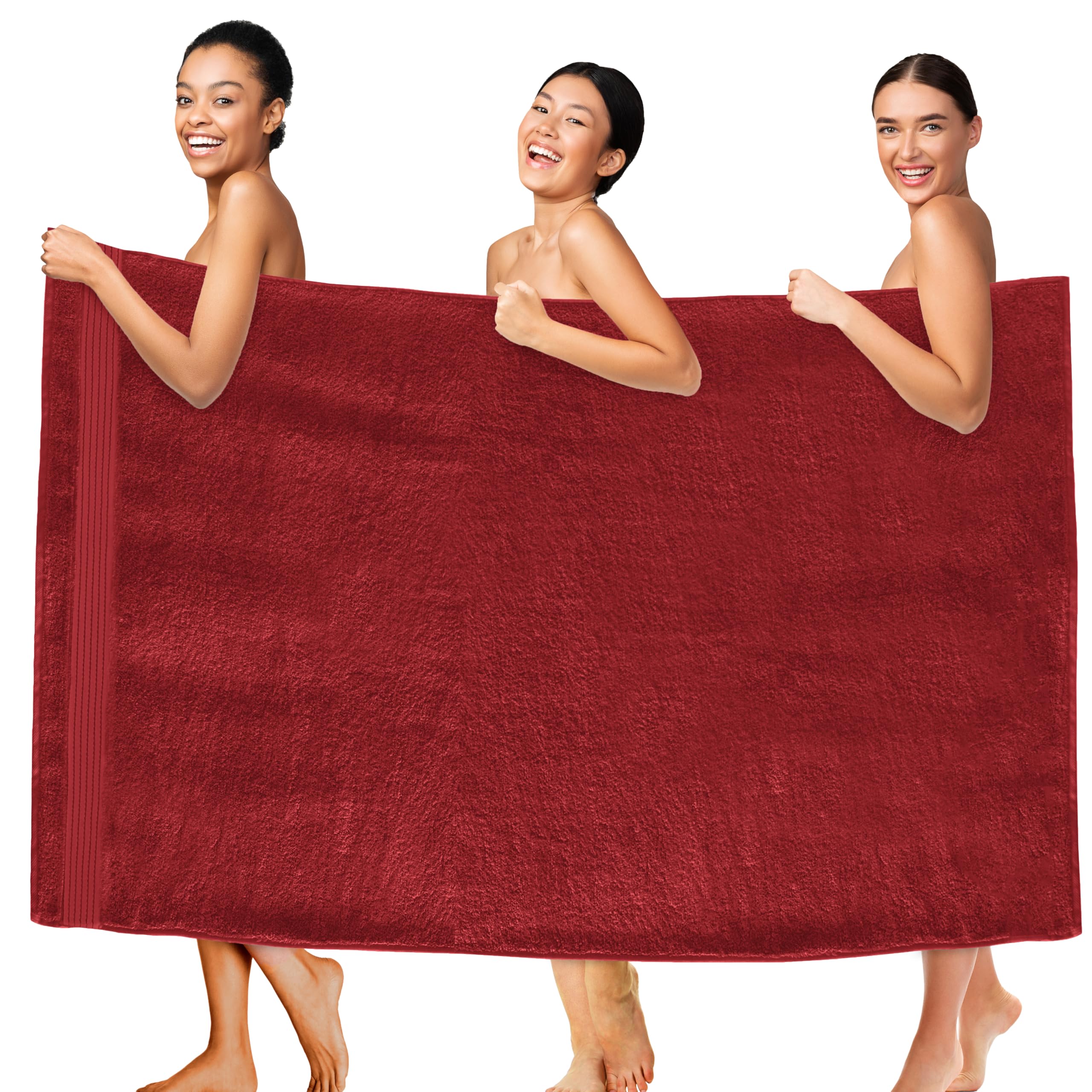 Drap de bain très absorbant grand format 101,6 x 203,2 cm en coton turc adulte bordeaux