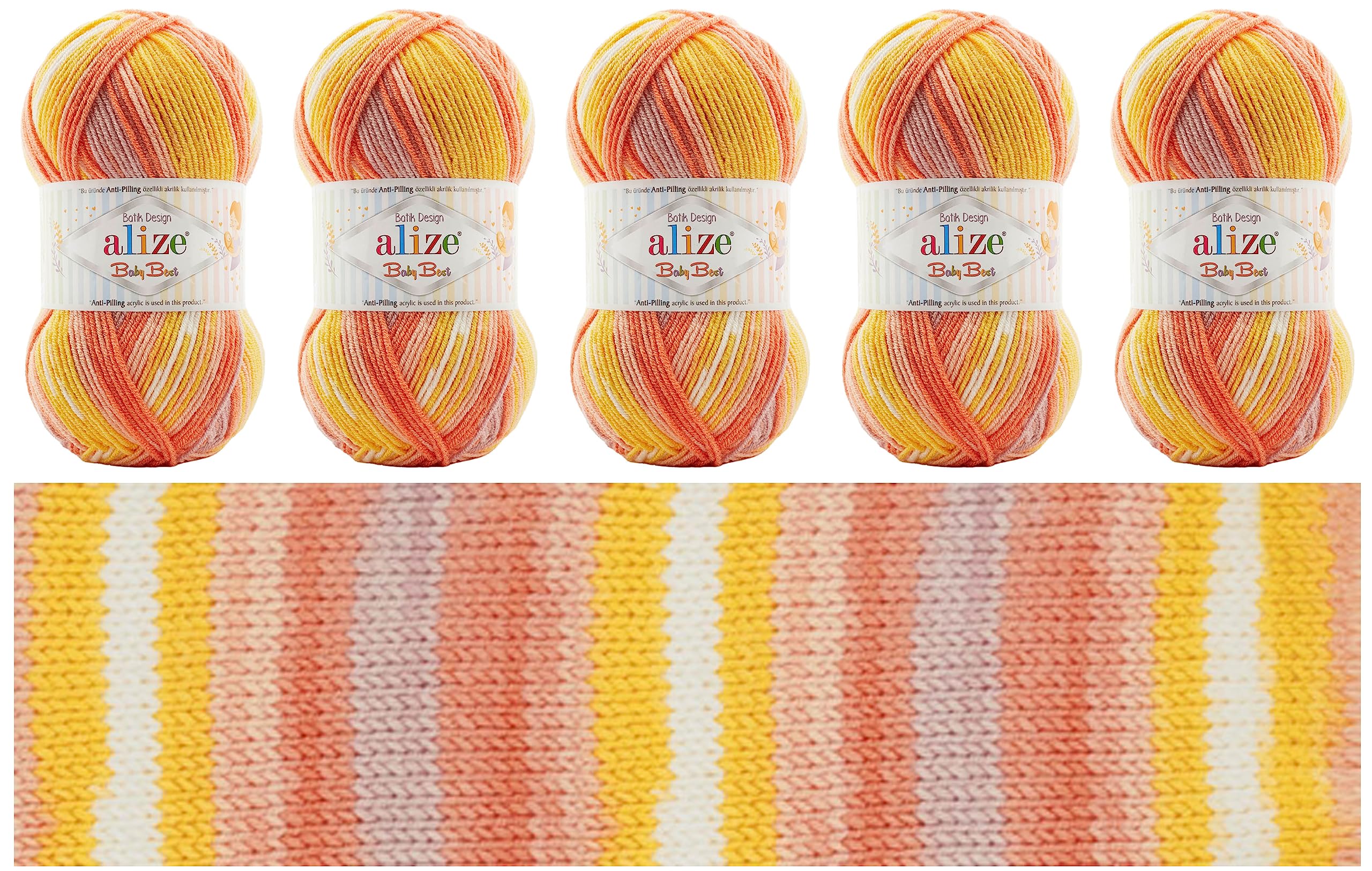 Rome Yarn Alize Baby Best Batik 5 x 100 g Antipilling Baby Wool (5, 7721)